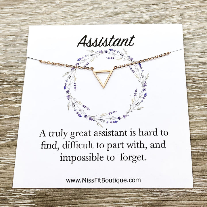 Truly Great Assistant Gift, Tiny Triangle Necklace, Dainty Pendant, Modern Necklace, Thank You Gift for Assistant, Christmas Gift for Her