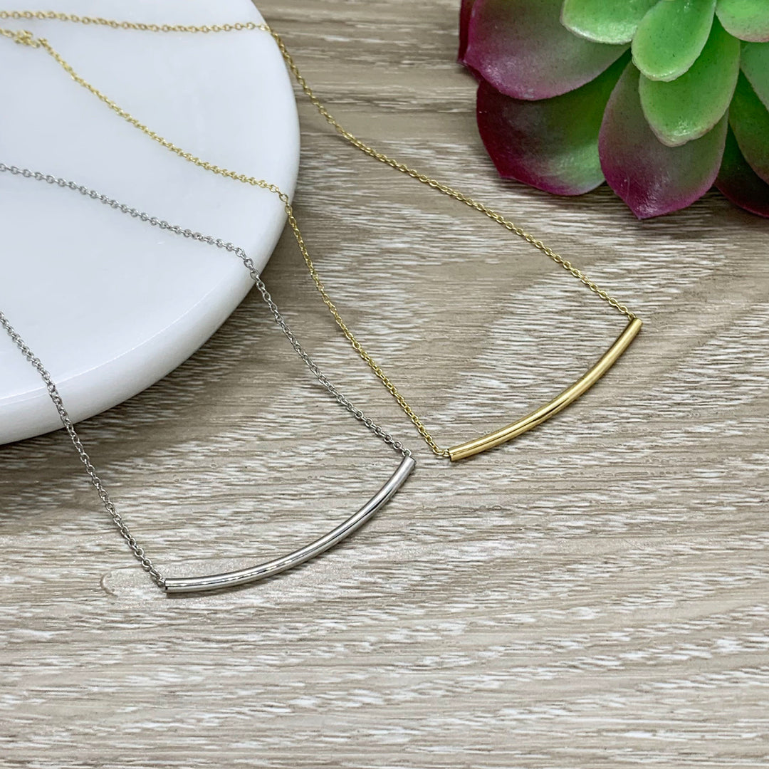 Dainty Thin Bar Necklace, Layering Necklace, Balance Bar Pendant, Gift for Daughter, Minimalist Jewelry, Gift from Mom, Birthday, Christmas