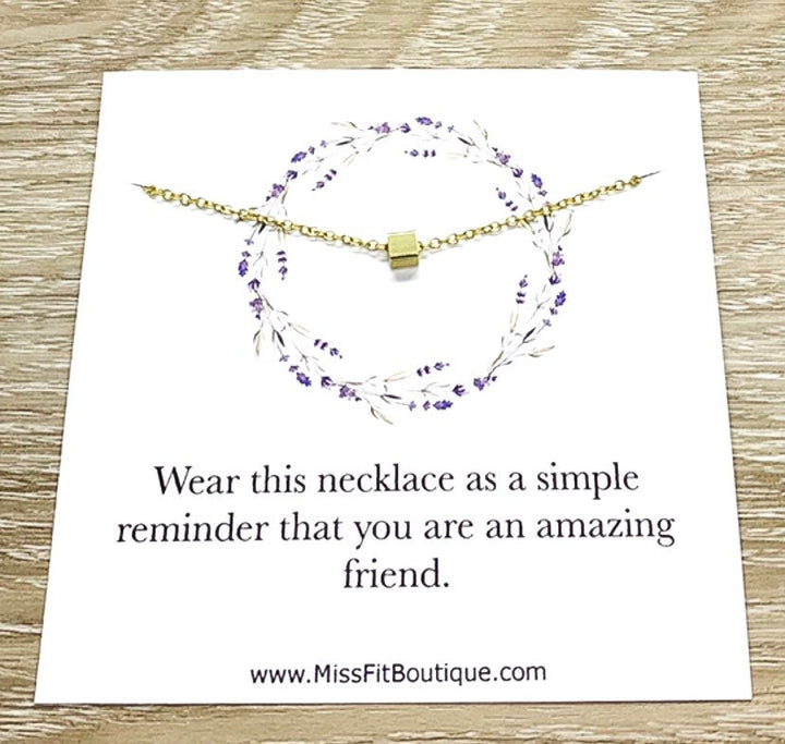 Amazing Friend Gift, Tiny Cube Necklace, Jewelry with Meaning, Gift for Friend, Simple Reminder Gift, Gift for Best Friend, Christmas Gift
