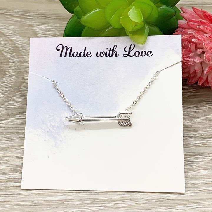 You Are My Hero, Arrow Necklace with Card, Inspirational Quote, Strength Necklace, Tiny Arrow Pendant, Gift for Mother, Motivational Gift