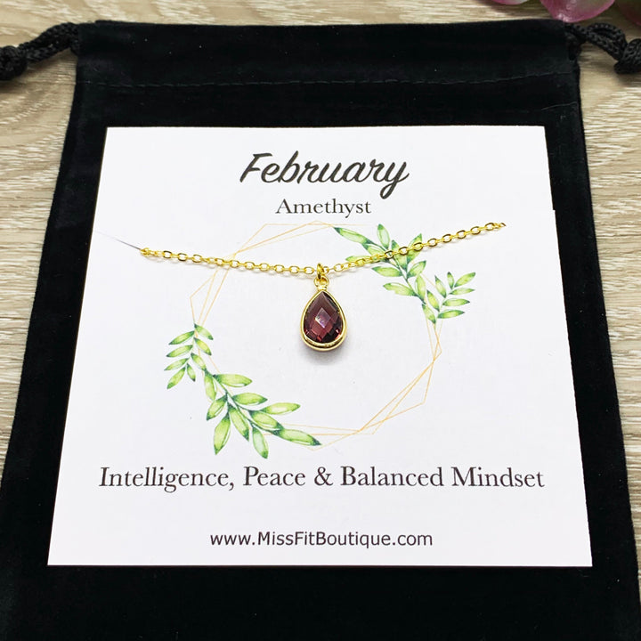 Birthstone Necklace, Dainty Crystal Charm Necklace Gold, Birthday Gift for Her, Meaningful Jewelry, Gift for Mom, Grandma, Sister