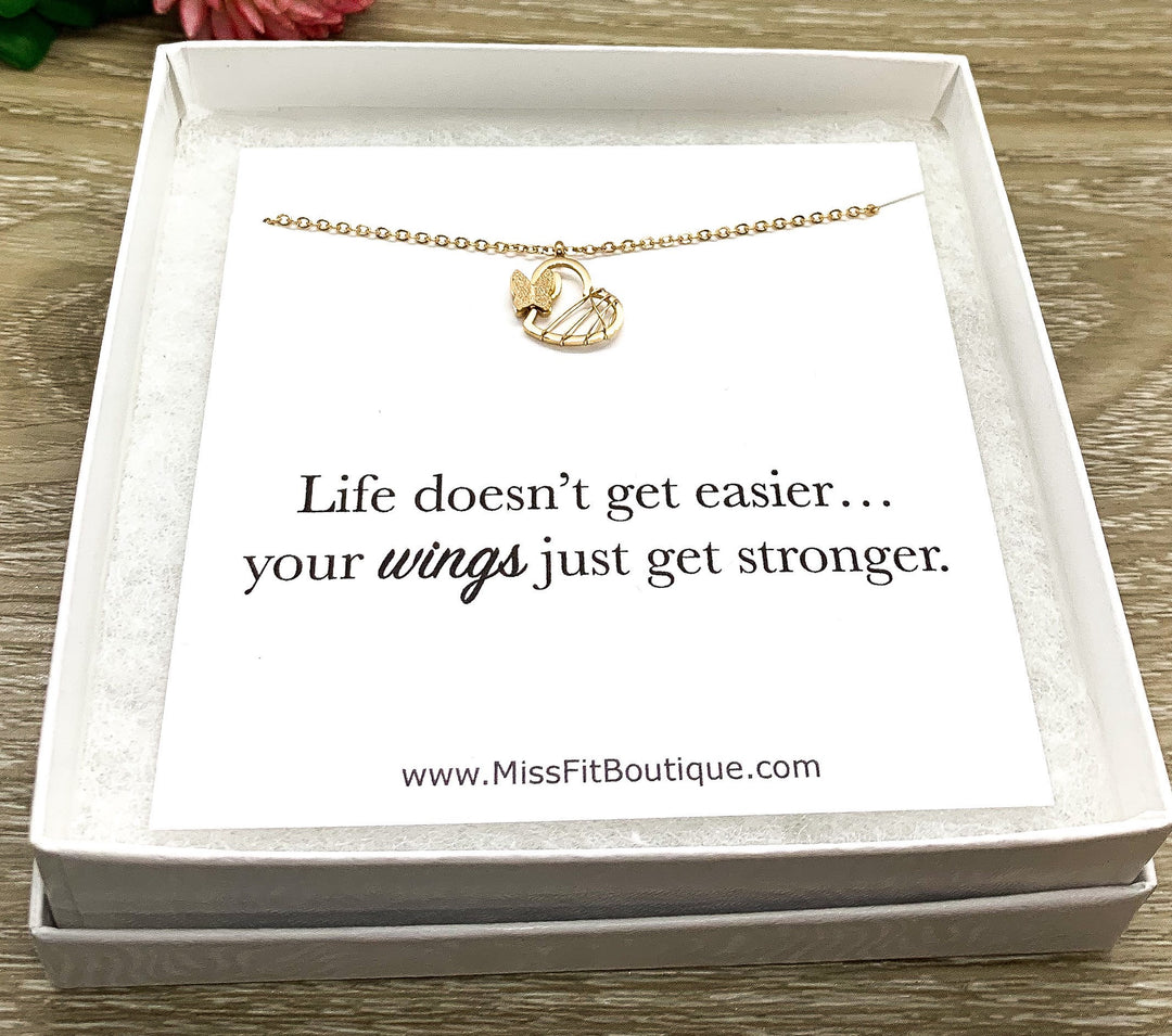 Tiny Butterfly Necklace, Inspirational Card, Minimalist Jewelry, Dainty Jewelry, Gift for Bonus Daughter, Simple Reminders, Gift for Her