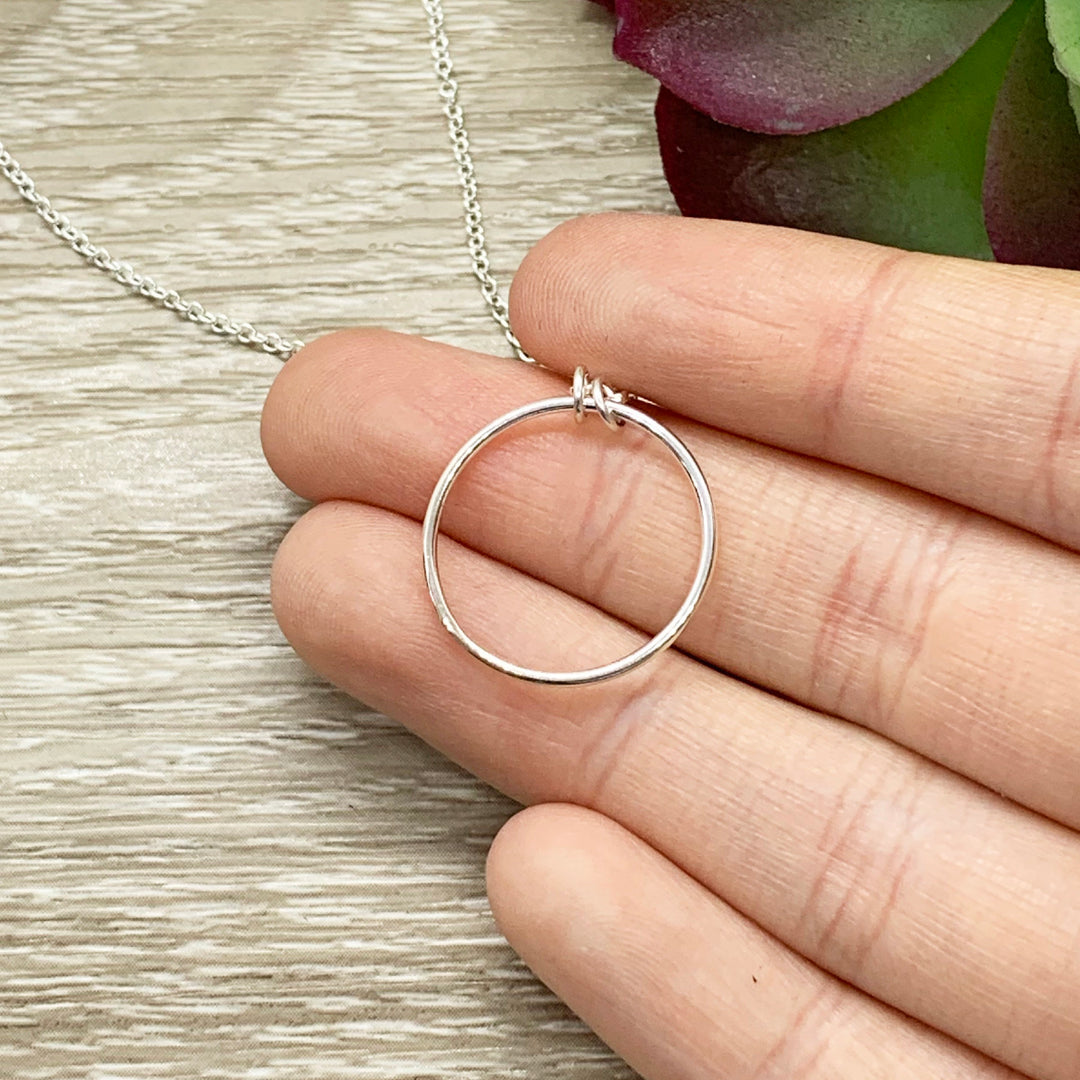 To My Sister Card, Sterling Silver Circle Necklace, Circular Pendant, Circular Jewelry, Unbiological Sister Gift, Birthday Gift from Sister