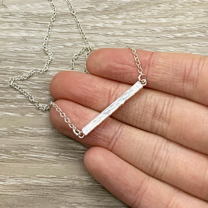 Blank Slate Card, Dainty Bar Necklace, Layering Necklace, Balance Bar Pendant, Gift for Friend, Minimalist Jewelry, Birthday Gift, Christmas