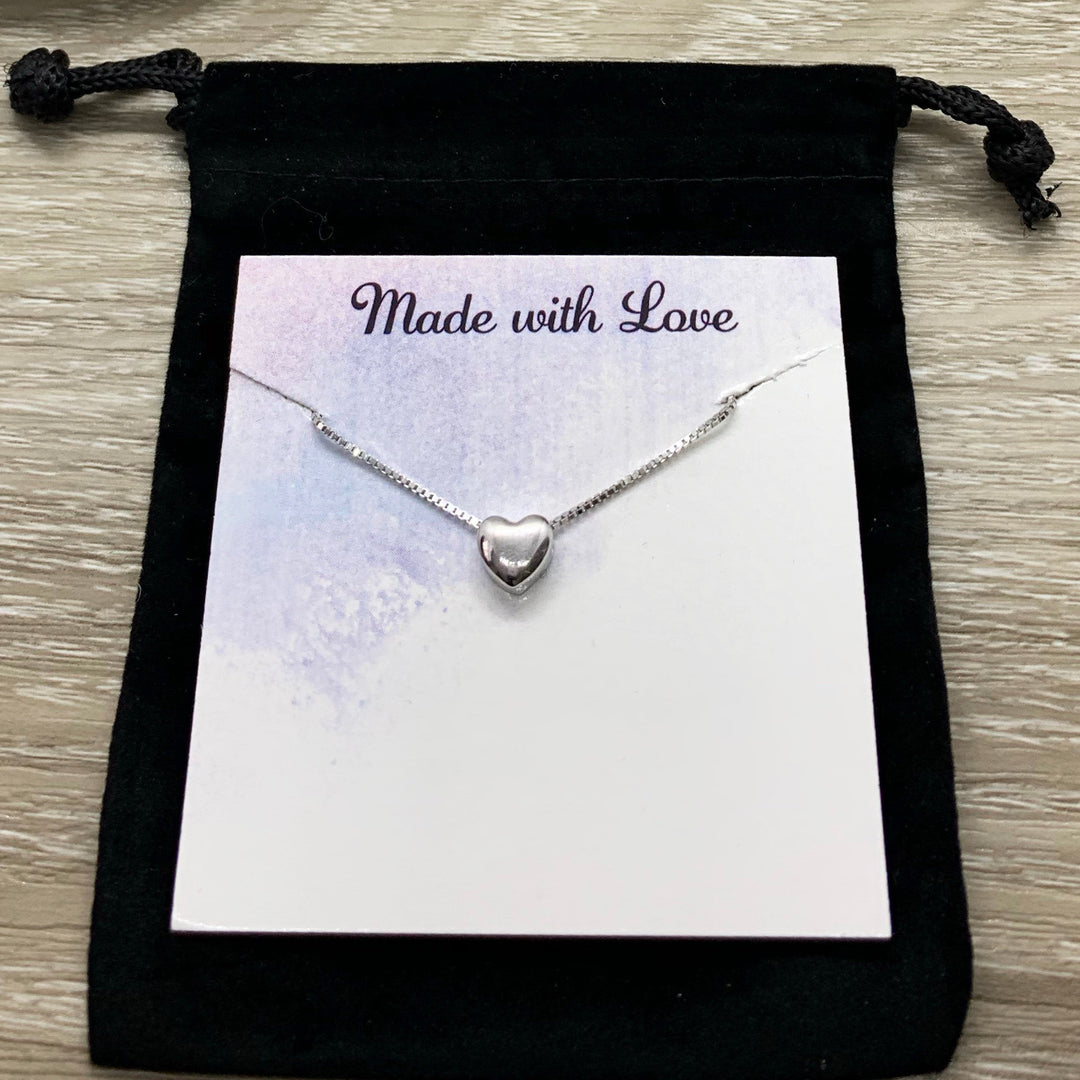 Tiny Blue Heart Necklace, Sterling Silver Heart Pendant, Simple Reminders Jewelry, Gift for Grandma, Mother of 1 Gift, Minimalist Necklace