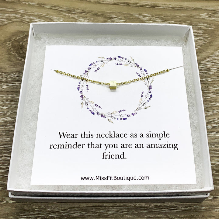 Amazing Friend Gift, Tiny Cube Necklace, Jewelry with Meaning, Gift for Friend, Simple Reminder Gift, Gift for Best Friend, Christmas Gift