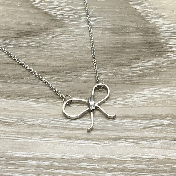 Friendship Knot Card, Bow Necklace Silver, Friendship Necklace, Gift for Bestie, BFF Necklace, Best Friend Christmas Gift, Soul Sister Gift