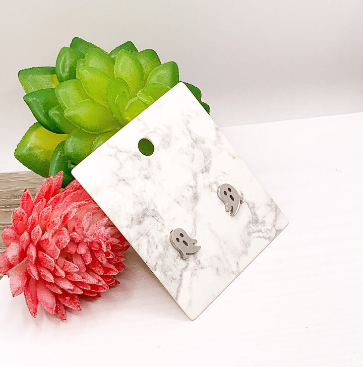 Tiny Ghost Stud Earrings, Halloween Earrings, Scary Jewelry, Little Rose Gold Ghost Studs, Halloween Party Gift, Spooky Earrings for Her