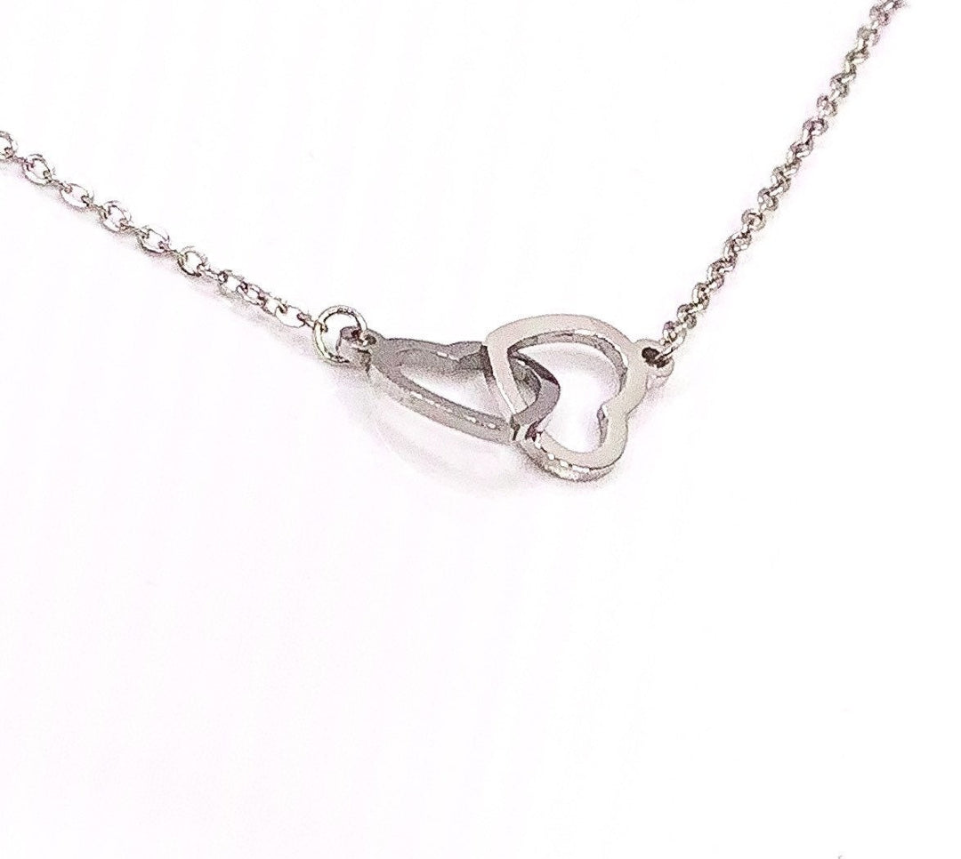 Grandmother & Granddaughter Necklace, Gift for Grandma, Double Heart Necklace, Two Interlocking Hearts Necklace, Birthday Gift