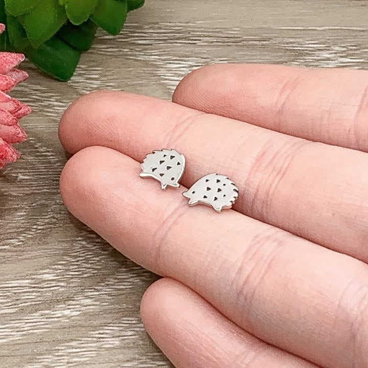 Tiny Hedgehog Stud Earrings, Wildlife Jewelry, Porcupine Earrings Sterling Silver, Animal Lover Jewelry, Cute Woodland Jewelry, Gift for Her