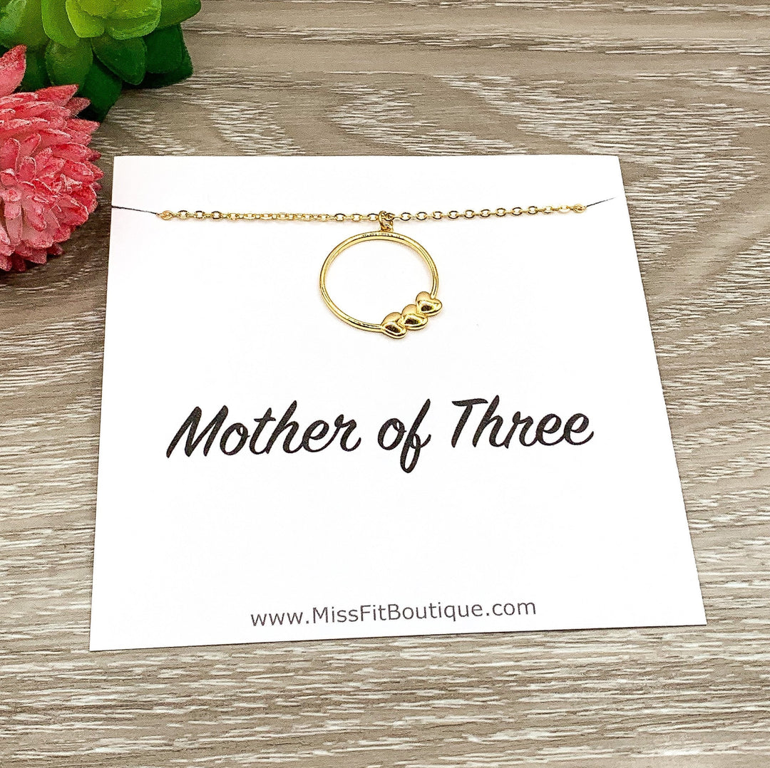 Mother of Three Necklace, Multiple Hearts Necklace, 3 Heart Pendants, Gift for Mom from Kids, Gift for Mom, Mother Birthday, Mama Christmas