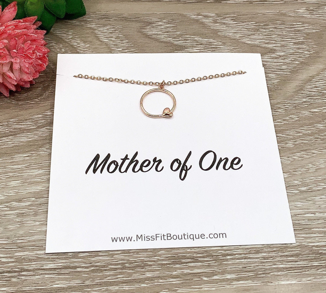Mother of One Necklace, One and Done, Dainty Heart Necklace, Gift for Mom from Son, Gift for Mama, Mother Birthday, Mommy Christmas