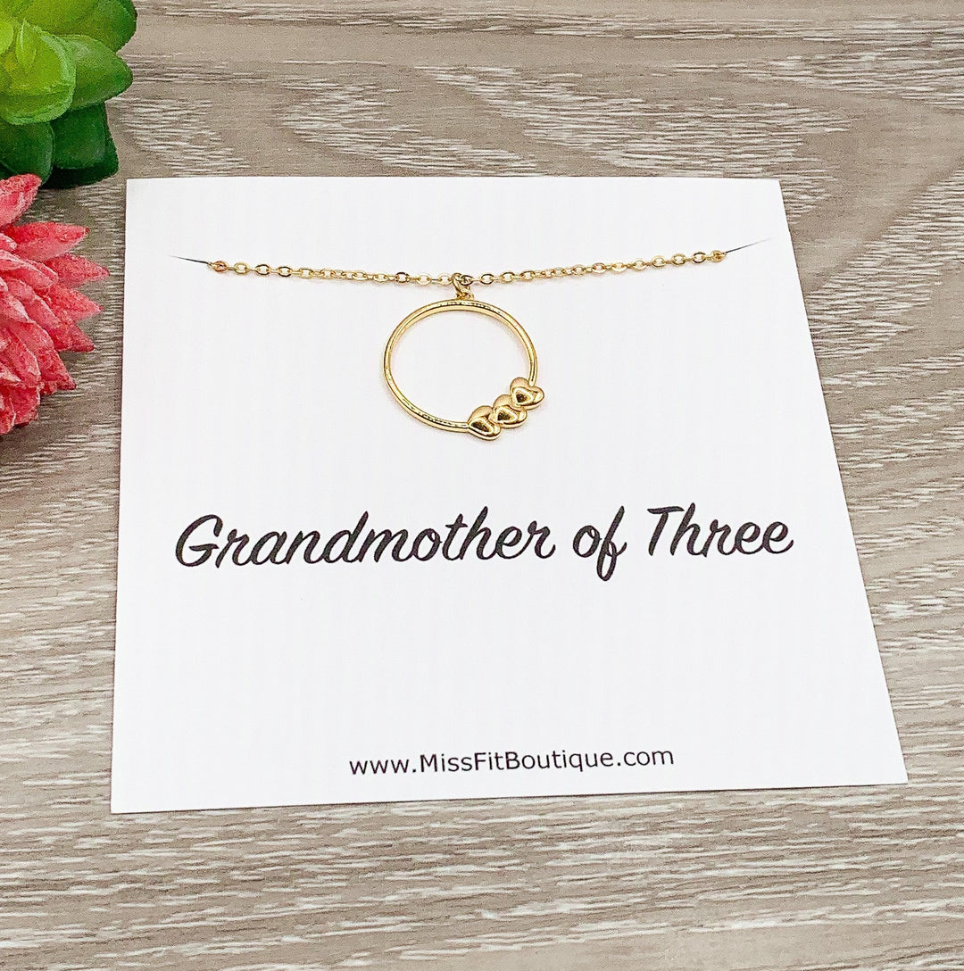 Grandmother of Four Gift, Grandma of 1 - 4, Gift from Grandkids, Multiple Hearts Pendant, Grandma Christmas, Gift from Grandbabies, Keepsake
