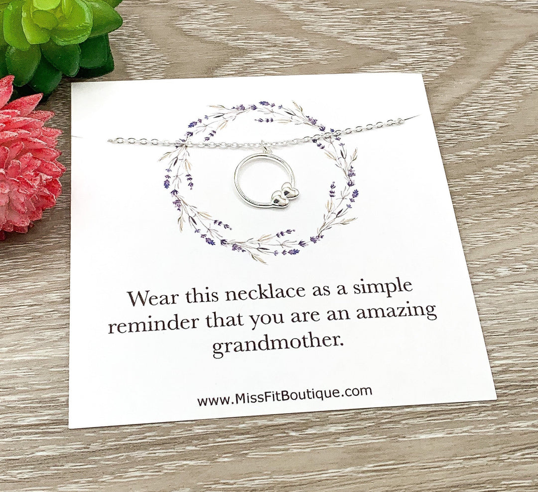 Grandmother Necklace, Circle with Hearts Necklace, Generations Gift, Grandma Necklace, Gift from Grandchildren, Nana Birthday Gift