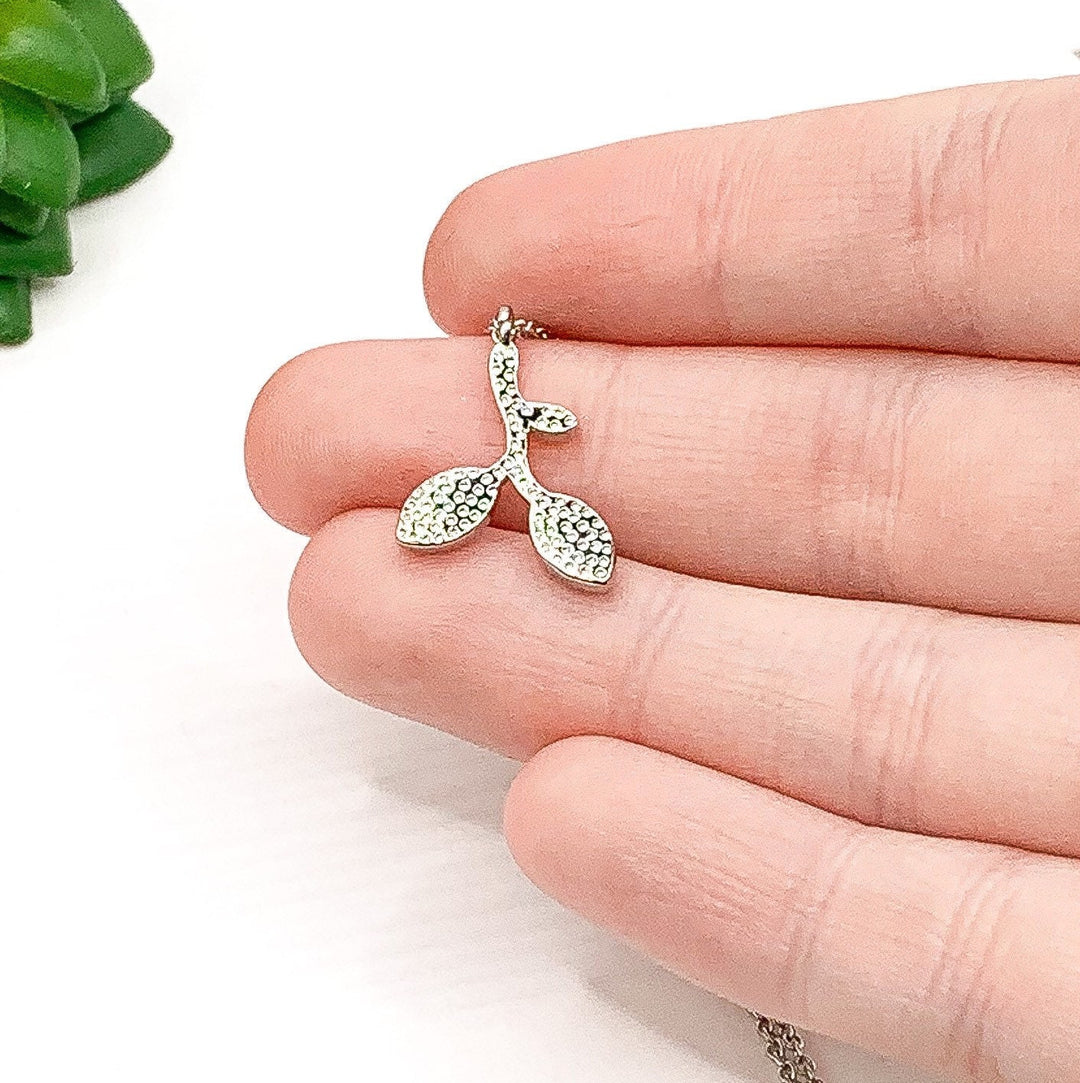 Green Leaf Branch Necklace, Turning Over a New Leaf Card, Sterling Silver, New Beginning Gift, Fresh Start Gift, Nature Lover Gift, Friends