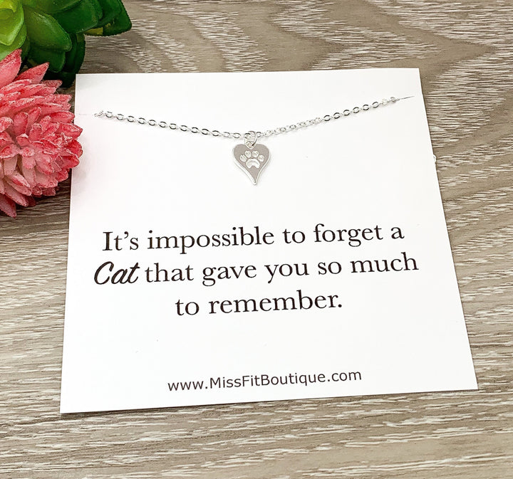 Tiny Paw Print Necklace, Cat Loss Keepsake, Paw Pendant, Pet Jewelry, Cat Lover Gift, Cat Owner Gift, Loss Remembrance, Cat Remembrance Gift