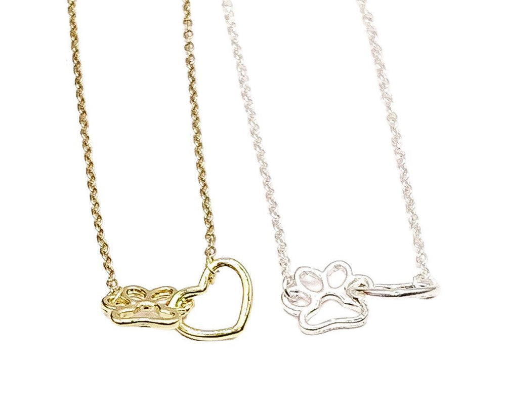 Interlocking Heart Necklace, Paw Print Jewelry, Pet Memorial Keepsake, Gift for Grieving Pet Owner, Mourning Cat Mom, Cat Remembrance Gift