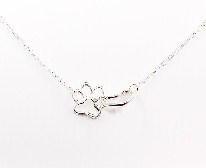 Interlocking Heart Necklace, Paw Print Jewelry, Pet Memorial Keepsake, Gift for Grieving Pet Owner, Mourning Cat Mom, Cat Remembrance Gift