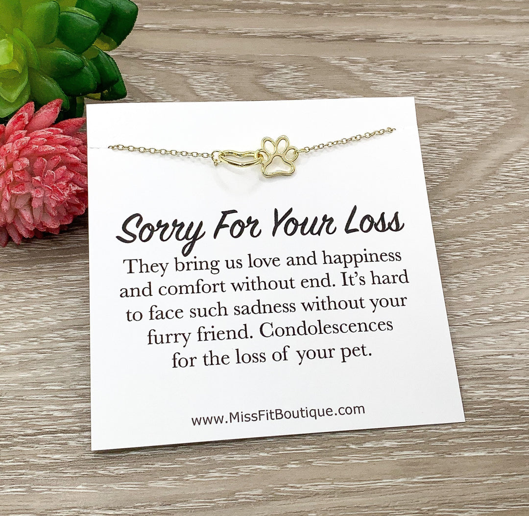 Paw Print Necklace, Interlocking Heart Pendant, Dog Owner Necklace, Gift for Cat Owner, Pet Memorial Gift, Loss of Dog Keepsake, Remembrance