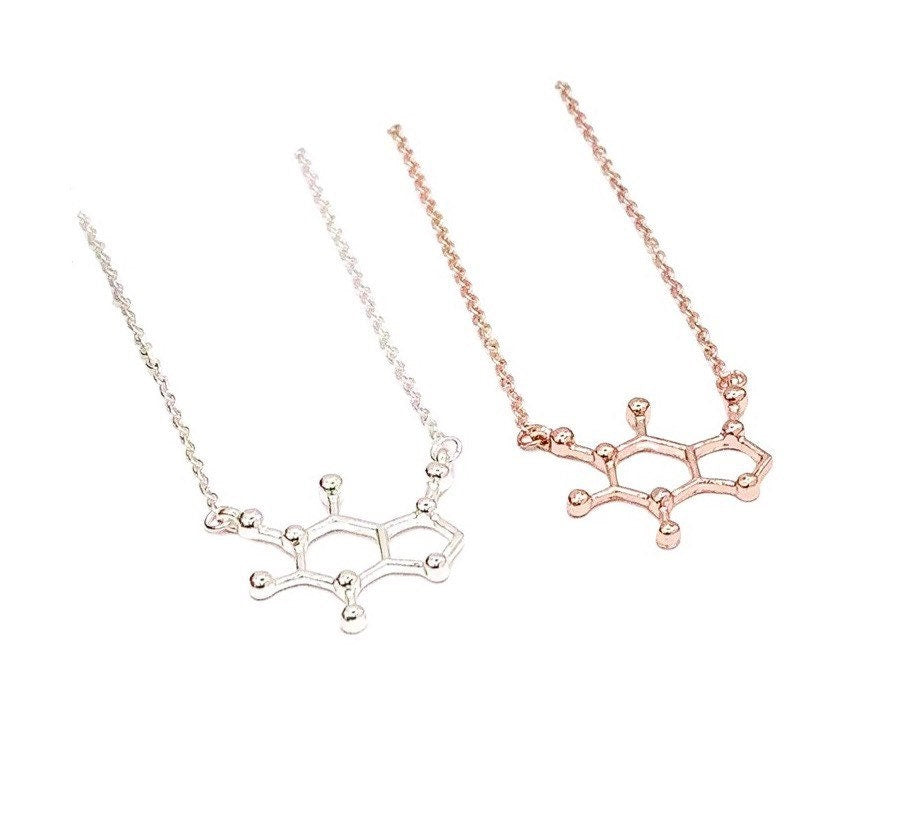 Caffeine Addict Gift, Caffeine Necklace Rose Gold, Molecular Jewelry, Coffee Lover Gift, Mom Friend Gift, Motherhood Jewelry, Holidays