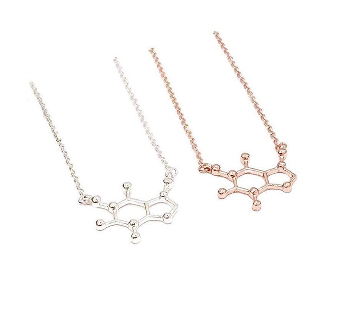 Caffeine Addict Gift, Caffeine Necklace Rose Gold, Molecular Jewelry, Coffee Lover Gift, Mom Friend Gift, Motherhood Jewelry, Holidays