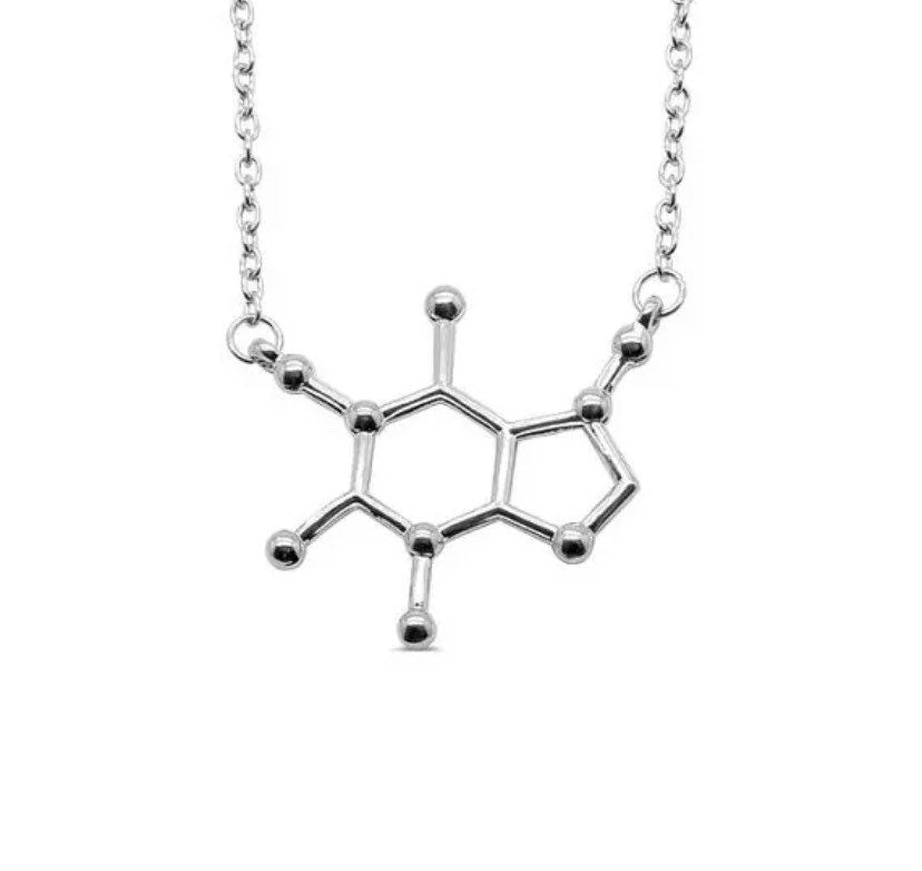 Coffee Addict Gift, Caffeine Necklace, Funny Adulting Gift, Molecular Jewelry, Caffeine Lover Gift, Mom Friend Gift, Motherhood Jewelry