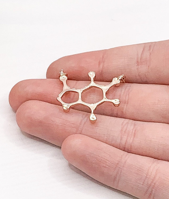 Caffeine Addict Gift, Caffeine Necklace Rose Gold, Molecular Jewelry, Coffee Lover Gift, Mom Friend Gift, Motherhood Jewelry, Holidays