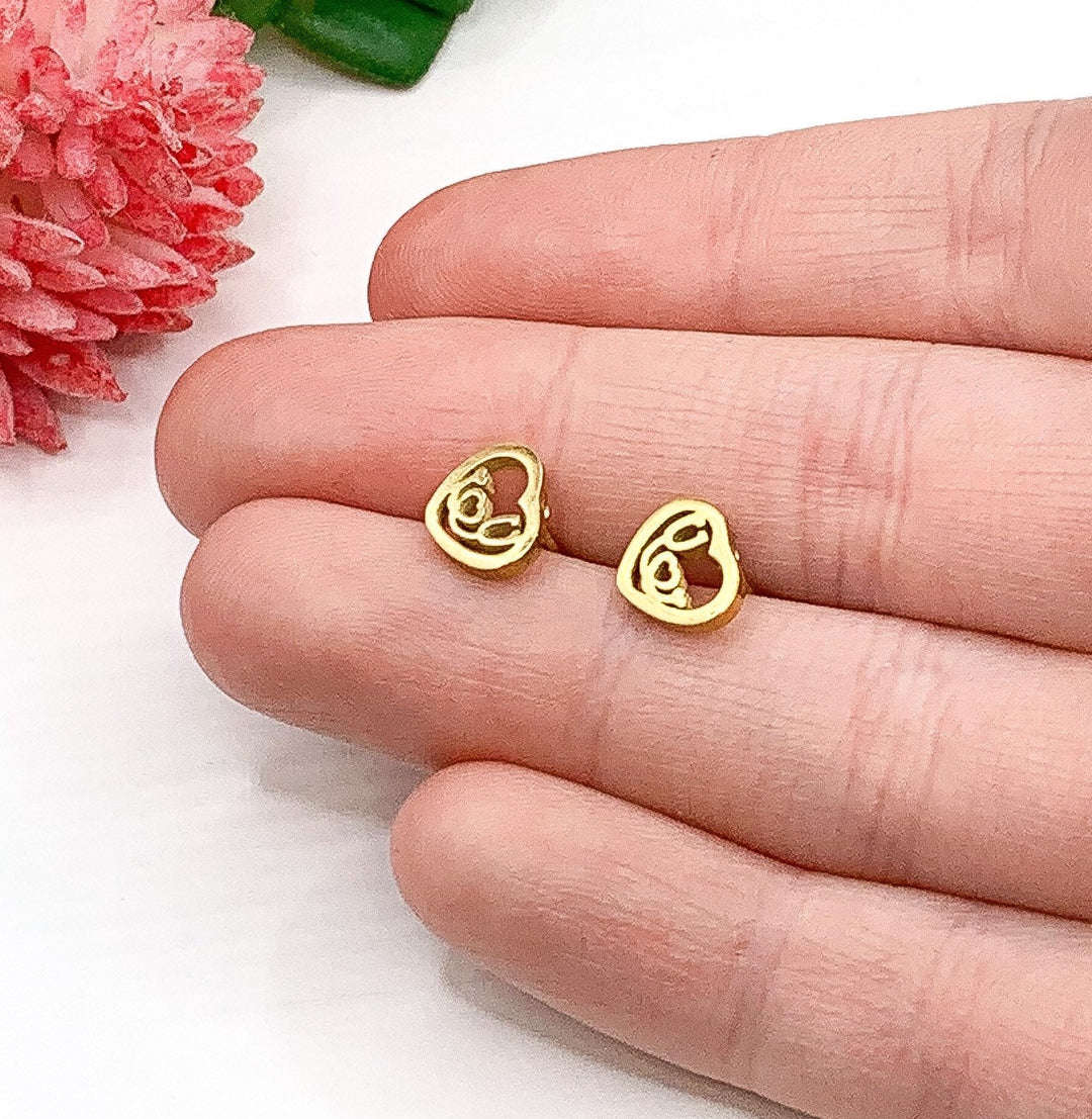 Tiny Stethoscope Stud Earrings, Heart-Shaped Studs, Medical Student Gift, Nursing Student Gift, Nurse Jewelry, Nurse Graduation Gift