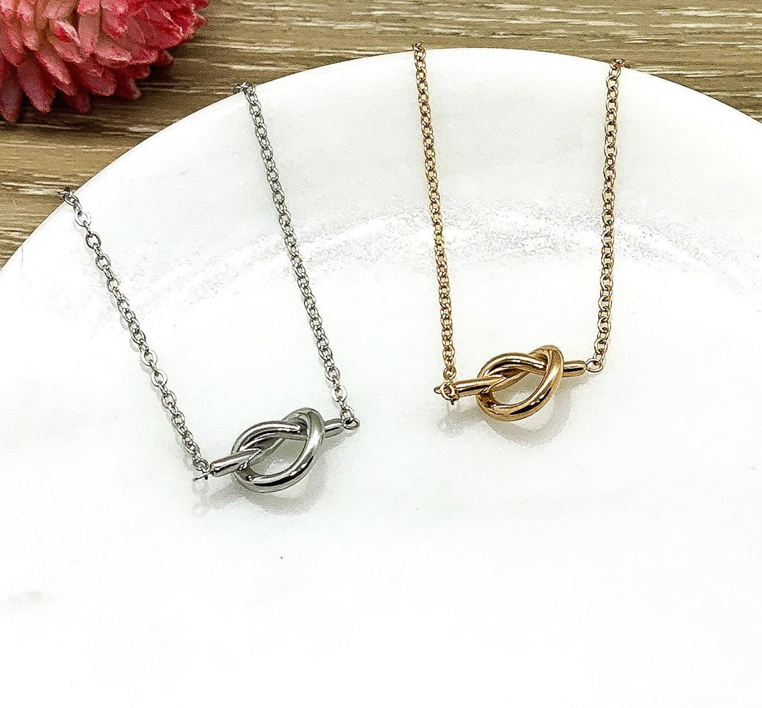 Tie the Knot Necklace, Bridesmaid Proposal Jewelry, Gift from Bride, Bridal Party Necklace, Maid of Honor, Friendship Necklace, BFF Gift