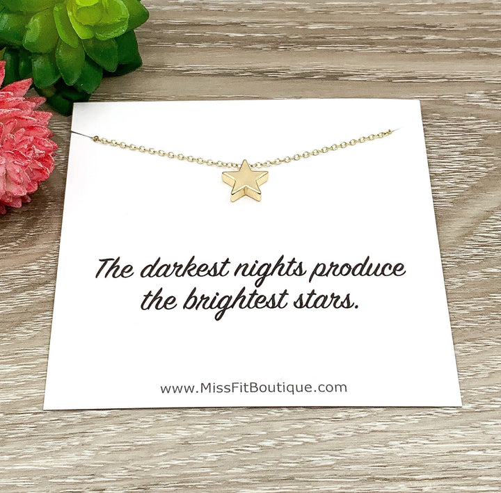 Tiny Star Necklace, Uplifting Gift for Women, Celestial Jewelry, Teen Girl Gift, Cheer Up Gift, Friend Gift, Difficult Times Card, Divorce