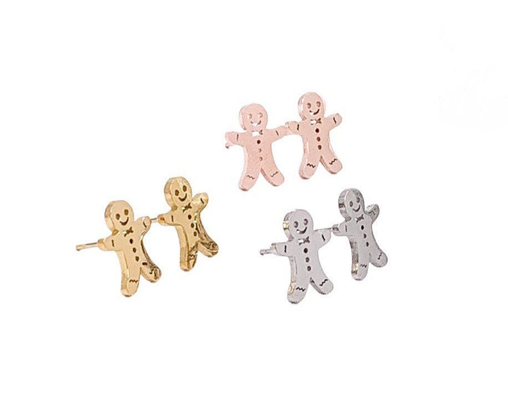 Gingerbread Man Stud Earrings, Baking Jewelry, Holiday Gift for Her, Christmas Earrings, Stocking Stuffer, Secret Santa Gift
