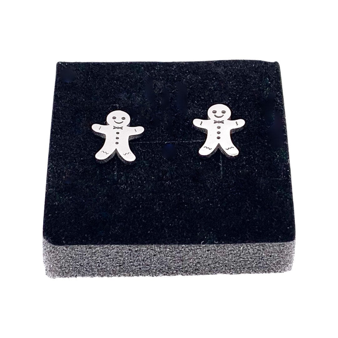 Gingerbread Man Stud Earrings, Baking Jewelry, Holiday Gift for Her, Christmas Earrings, Stocking Stuffer, Secret Santa Gift