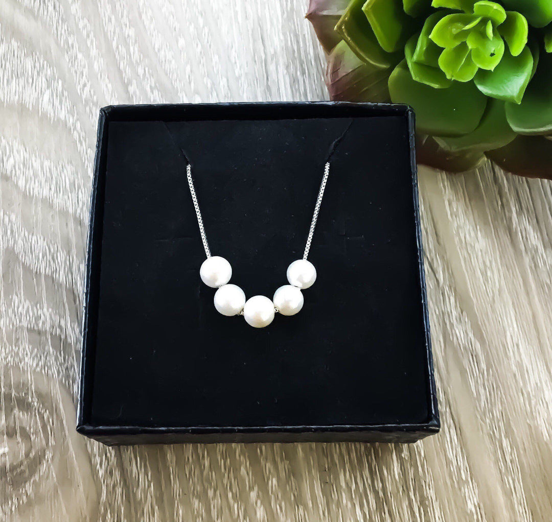 Multiple Pearl Necklace, Dainty Pearls Necklace, Friendship Gift, Sterling Silver, Bridesmaid Gift, Minimalist Jewelry, Birthday, Wedding