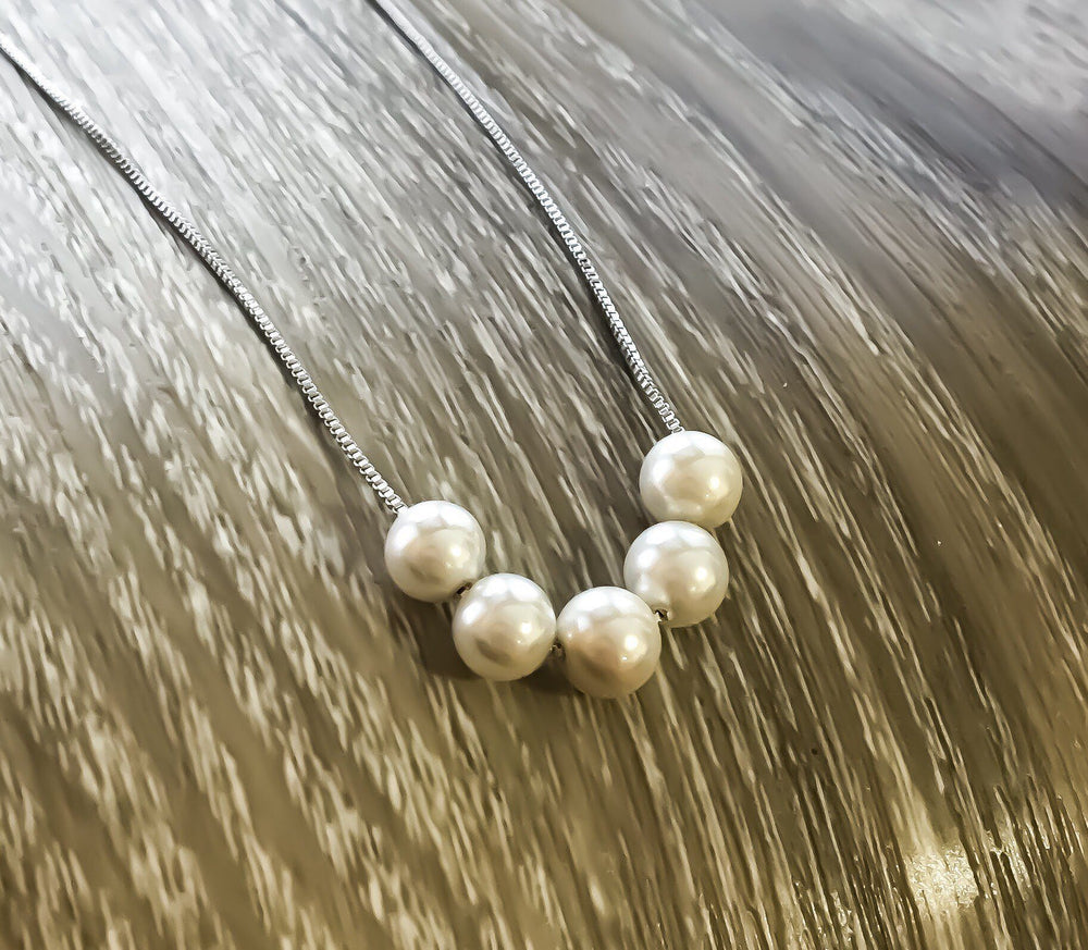 Multiple Pearl Necklace, Dainty Pearls Necklace, Friendship Gift, Sterling Silver, Bridesmaid Gift, Minimalist Jewelry, Birthday, Wedding