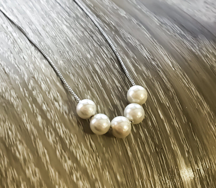 Multiple Pearl Necklace, Dainty Pearls Necklace, Friendship Gift, Sterling Silver, Bridesmaid Gift, Minimalist Jewelry, Birthday, Wedding