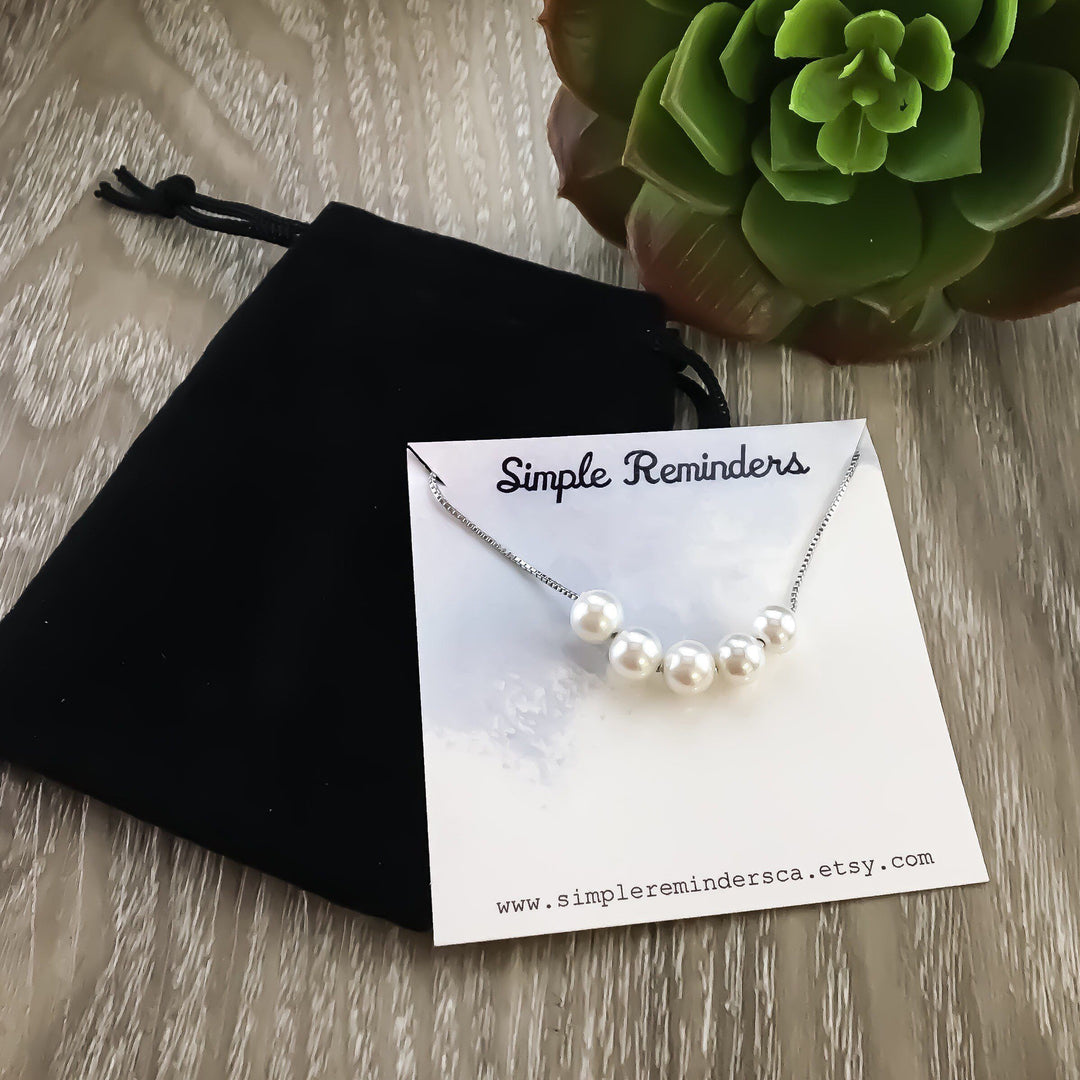 Multiple Pearl Necklace, Dainty Pearls Necklace, Friendship Gift, Sterling Silver, Bridesmaid Gift, Minimalist Jewelry, Birthday, Wedding