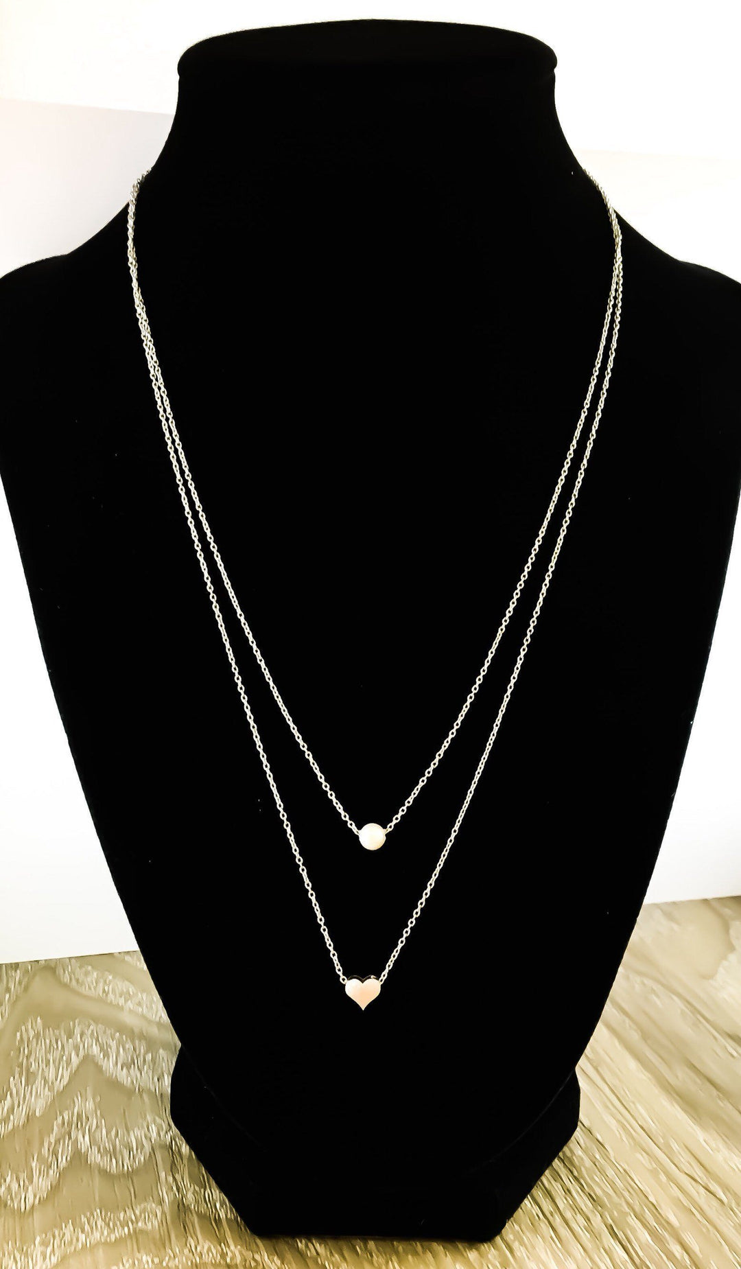 Rose Gold Layered Necklace, Dainty Gold Necklace, Tiny Heart Pendant, Pearl Pendant, Friendship Necklace, Gift For Her, Birthday, Bestfriend