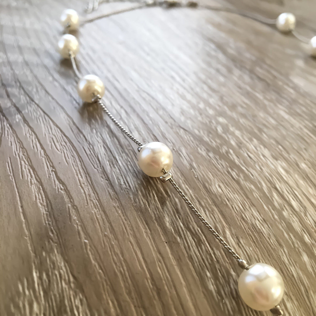 Silver Pearls Necklace, Wedding Jewelry, Pearl Jewelry, Elegant Necklace, Imitation Pearl Necklace, Friendship Necklace, Dainty Jewelry